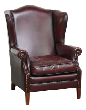 Burgundy Red Cowhide Wing Chair