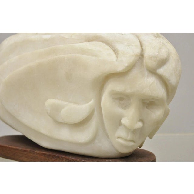 Vintage Bud Miller 1989 Native American Carved Alabaster Double Sided Sculpture For Sale - Image 4 of 12