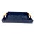 Bamboo Handled Navy Blue Lacquered Tray For Sale
