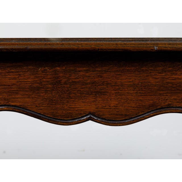 French Louis XV Style 1900s Oak Side Table with Drawer and Scalloped Apron For Sale - Image 12 of 12