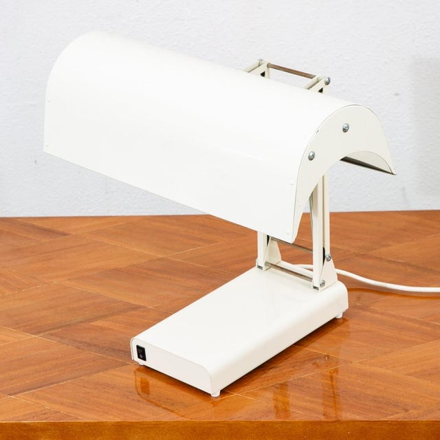 1960s Mid Century Modern Sadelite Table Lamp White Desk Lamp For Sale - Image 11 of 12