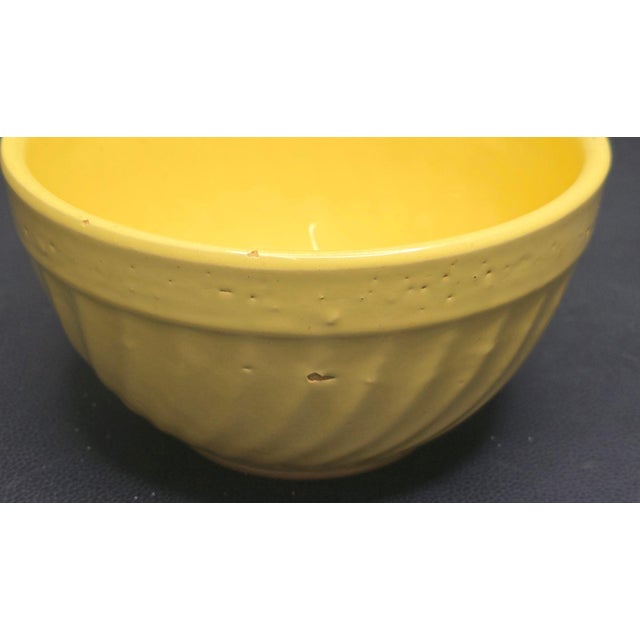 Ceramic Vintage American Yellow Ware Mixing Bowl Swirl Pattern Oven Ware For Sale - Image 7 of 7