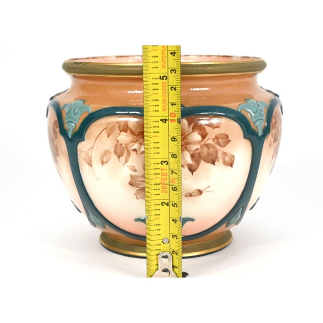 Late 19th Century Late 19th Century Royal Worcester Hadley Ware Hand-Painted Porcelain Cache Pot — Art Nouveau Floral Jardiniere, England For Sale - Image 5 of 6