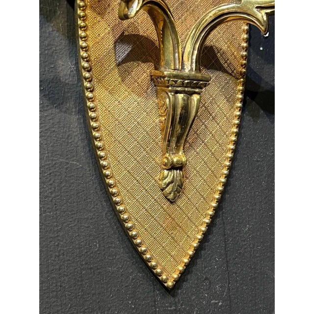 Edward F. Caldwell & Co. Pair of 1900's Caldwell Gilt Bronze Engraved Sconces With 2 Lights For Sale - Image 4 of 7