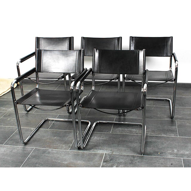 Cantilever Chairs in Saddle Leather by Matteo Grassi, 1980s, Set of 6 For Sale - Image 6 of 13