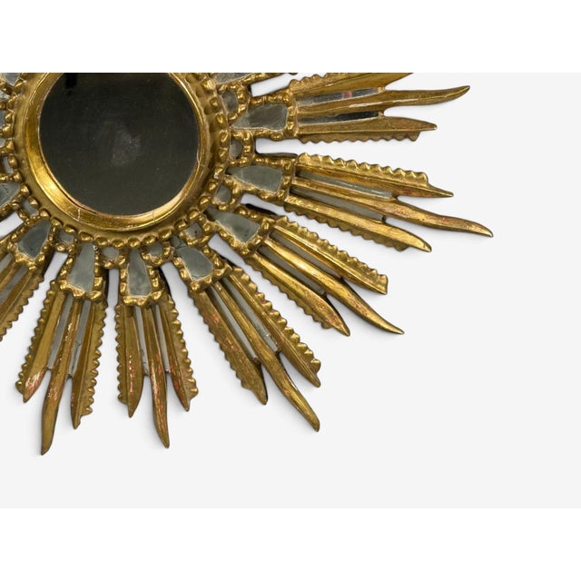 Gold Line Vautrin Style, Sunburst Mirror, Clayed Gilt, Mirror, France, 1960s For Sale - Image 8 of 10