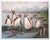 Modern Mid 20th Century Surreal Penguins and Ufo Watercolor Painting For Sale - Image 3 of 4
