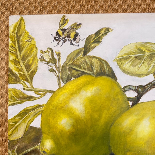 A lovely painting of lemon branches, based on a Renaissance painting. Painted in a wood base and ready to hang. Painted by...