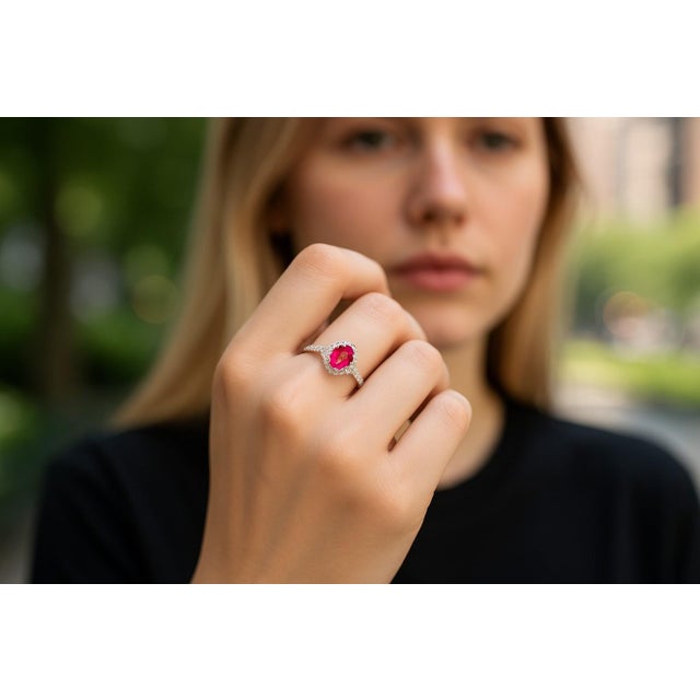 Introducing our exquisite and truly one-of-a-kind GIA Certified No Heat Ceylon Pink Sapphire 1.34 carats Diamond 0.80...