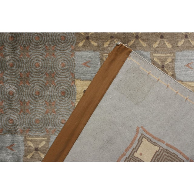 2020s Rug & Kilim’s Handmade European Style Deco Rug in Blue and Beige Brown For Sale - Image 5 of 5