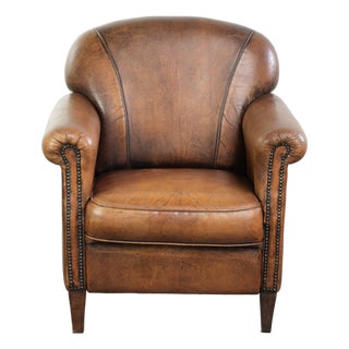 Club Chair in Sheepskin Leather For Sale