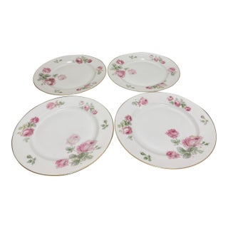Vintage Noritake "Rosa" Fine China Dinner Plates #5460 Set of 4, Pink Roses Gold Trim For Sale