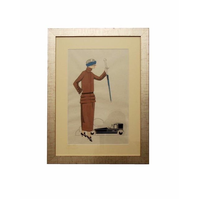 Art Deco Fashion Illustrations, Drawings, Framed, Set Of, 1920s, Pine For Sale - Image 10 of 13