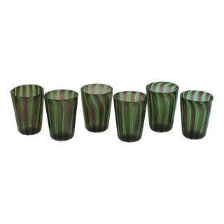 Italian Murano Glass Water Glasses by Mariana Iskra, Murano Verres for Ribes, Maestro Ballarin Murano., Set of 6 For Sale