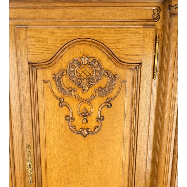 Carved Oak Oversize 5 Doors Long Credenza Cabinet Sideboard w/ Shelves Drawer For Sale - Image 10 of 17