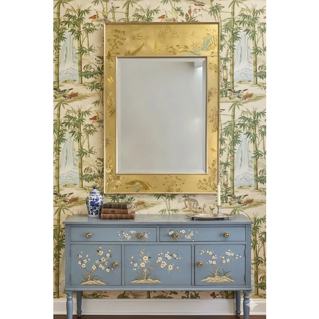 LaBarge Chinoiserie Hand Painted Eglomise Mirror For Sale - Image 9 of 9
