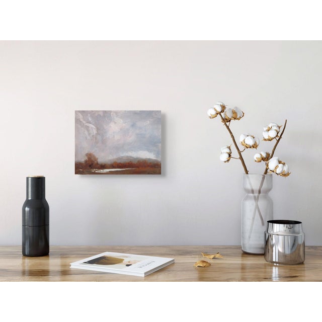 Incoming Weather by Lorenzo Chavez | Oil Painting of a cloudy sky over a landscape For Sale - Image 4 of 5