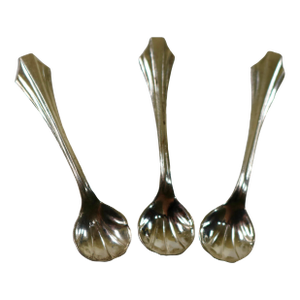 Vintage Sterling Silver Salt Spoon With Scalloped Shell Bow l- Set of 3