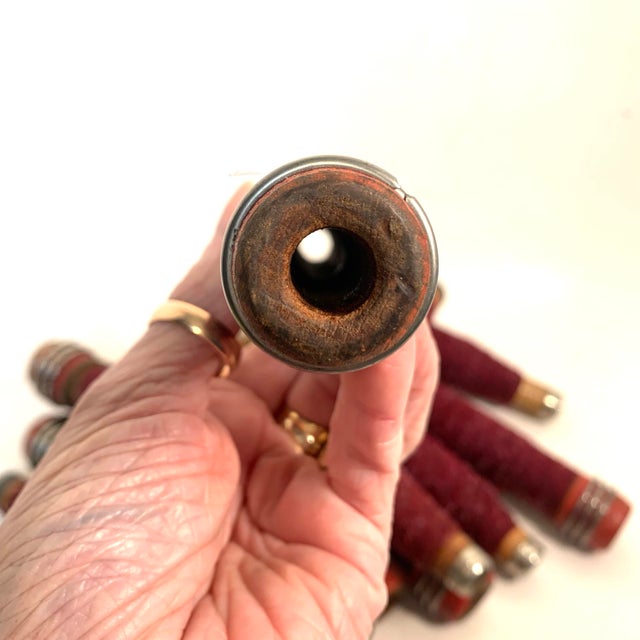 Early 20th Century Wooden Textile Quills Burgundy Thread Wound Set of 12 For Sale In Louisville - Image 6 of 10