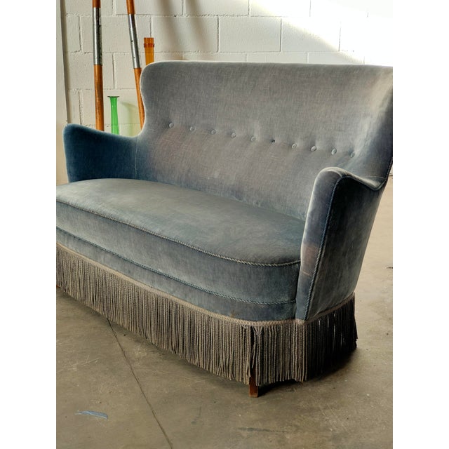 1970s Vintage Danish Velvet Sofa, 1970 For Sale - Image 5 of 6