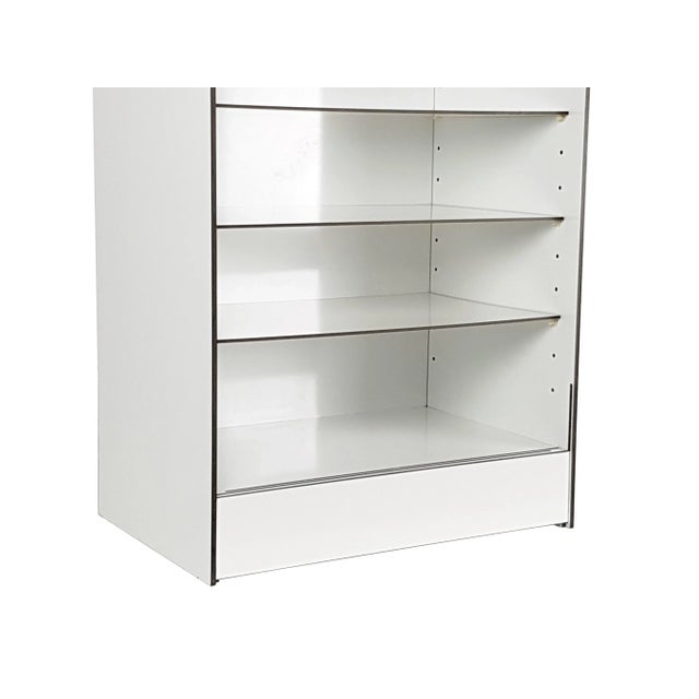 Black Italian White Laminated Plastic Storage Unit with Shelves and Sliding Doors from La Rinascente, 1960s For Sale - Image 8 of 11