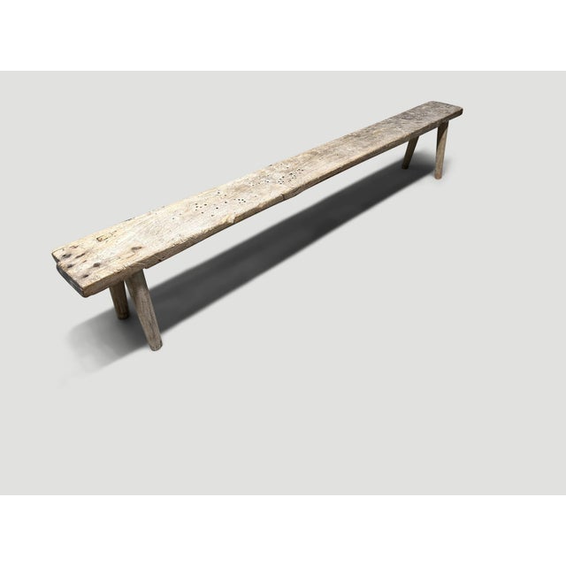 2010s Andrianna Shamaris Wabi Sabi Long Teak Wood Bench For Sale - Image 5 of 5