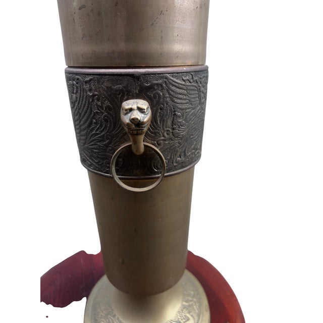 Mid 20th Century Chinese Brass Vase or Umbrella Holder For Sale In New York - Image 6 of 16