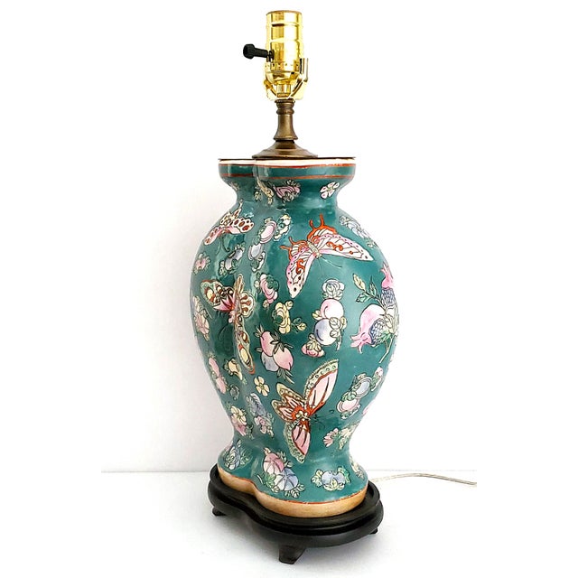 Baker Furniture Company Lamp Ginger Jar Butterflies For Sale - Image 4 of 11