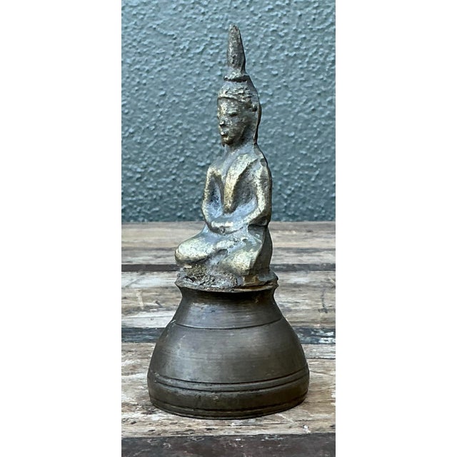 Contemporary Vintage Hammered Brass Candle Snuffer For Sale - Image 3 of 12