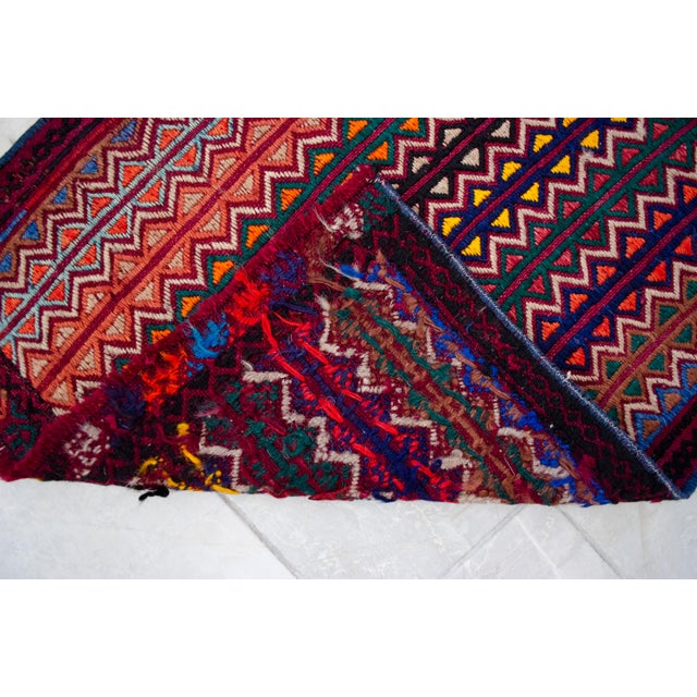Textile 1960s Hand-Woven Braided Turkish Jajim Kilim Rug For Sale - Image 7 of 7