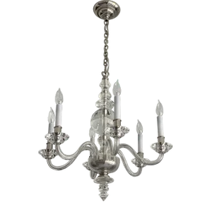 Contemporary Chapman & Myers 6-Arm Polished-Nickel Chandelier