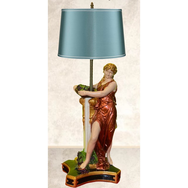 Mid-Century Grecian Women With Basket of Grapes Table Lamp For Sale - Image 9 of 12