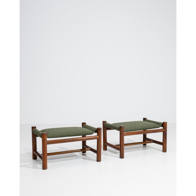 Pair Of Mid-Century Upholstered Stools For Sale - Image 10 of 11