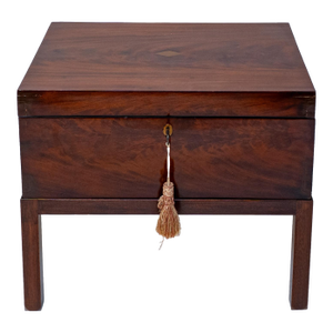 Early 19th Century Mahogany Cellarette or Document Chest on Stand