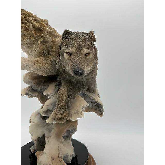 Joe Zslockbower “Winter Run” Wolf Sculpture – Signed Limited Edition 590/4000 For Sale - Image 4 of 17