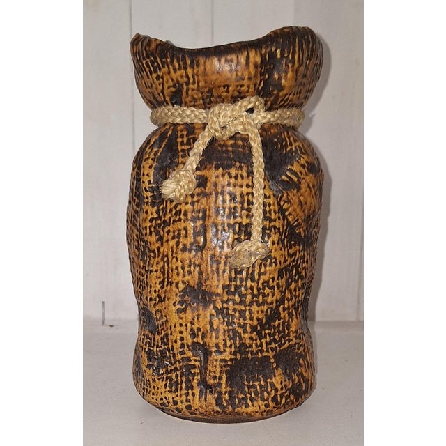 1970s Vintage Ceramic Vase in the shape of Open Sack with Visual Rope Closure by Bay-Keramik, 1970s For Sale - Image 5 of 5