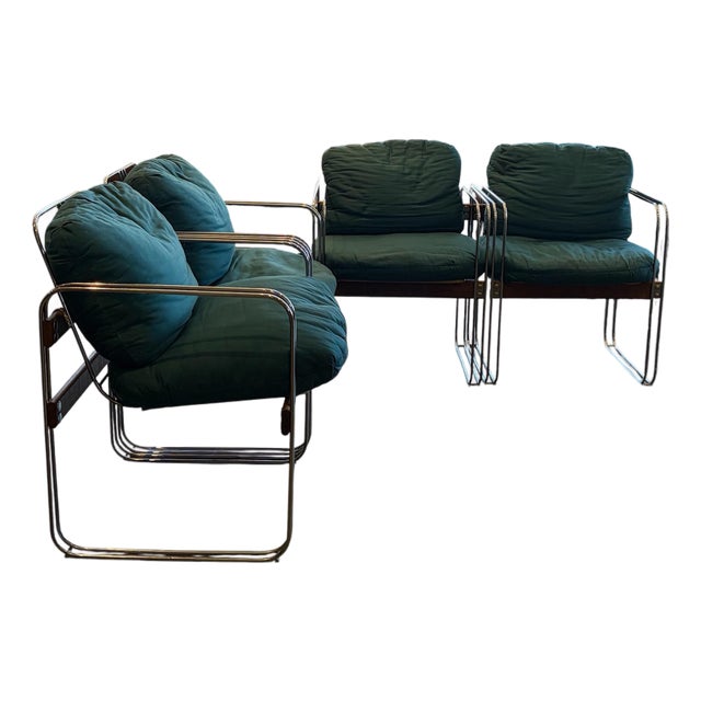 Vintage Chrome Lounge Chairs Set of Four For Sale