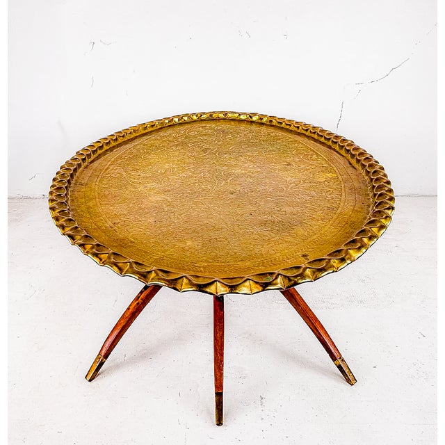 Mid-Century Modern Midcentury Modern Brass Tray Table With Base For Sale - Image 3 of 15