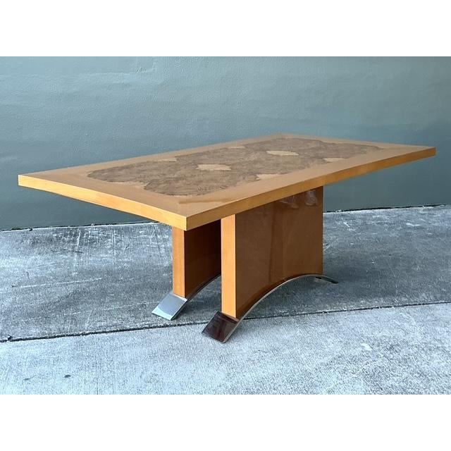 Vintage Italian Extendable Burl Wood and Chrome Dining Table For Sale - Image 13 of 13