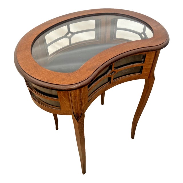 Mid-20th Century Italian Walnut Kidney-Shaped Display Vitrine Table Cabinet For Sale