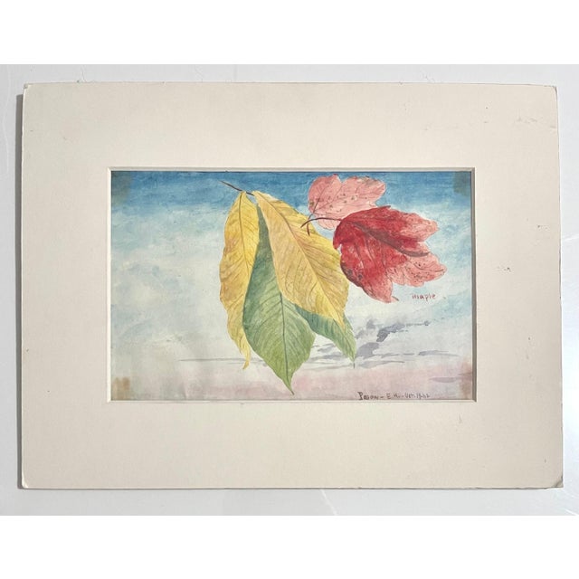 Charles De Wolf Brownell (American, 1822 - 1909) Watercolor on paper of maple leaves against the sky, Hand dated and...