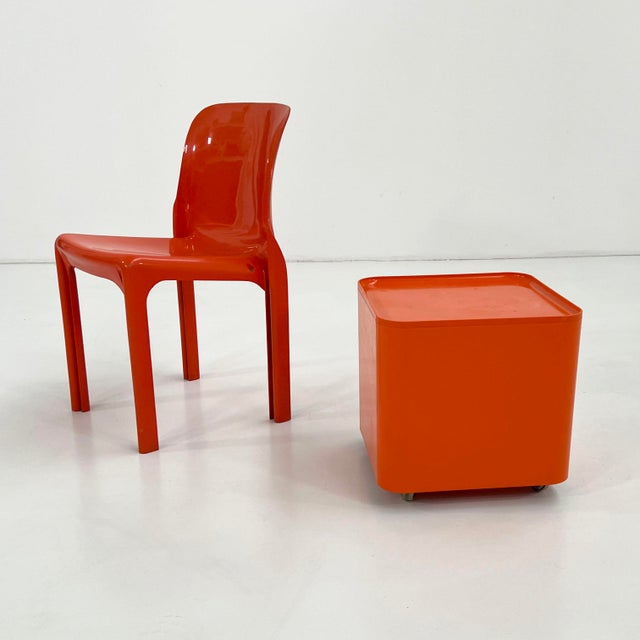 Orange Orange Dime Side Table on Wheels by Marcello Siard for Longato, 1970s For Sale - Image 8 of 9