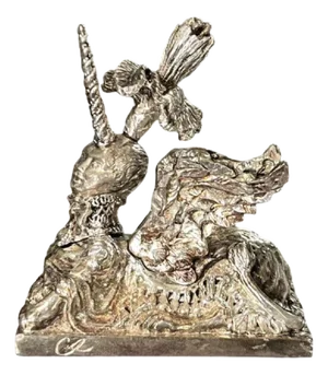 Unicorn Sphynx Sculpture & Paper Press by Christian Lacroix for Christofle, 1998