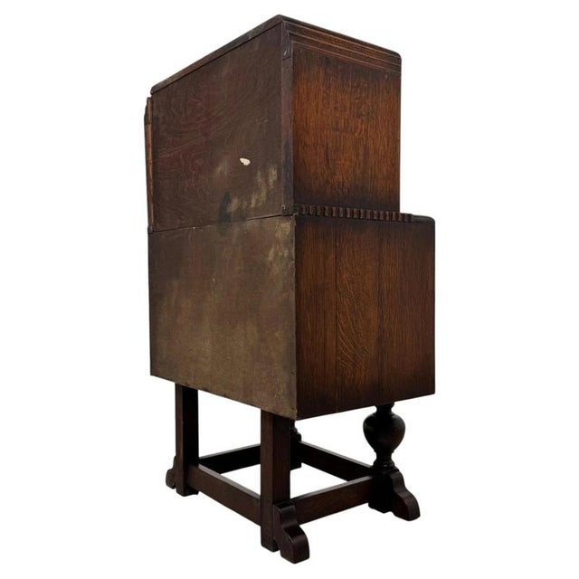 Antique Early 20th Century Edwardian Oak Bureau For Sale - Image 9 of 14