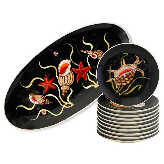 Mid 20th Century Quimper Guy Trévoux Black Serving Set, 11pcs For Sale - Image 5 of 6