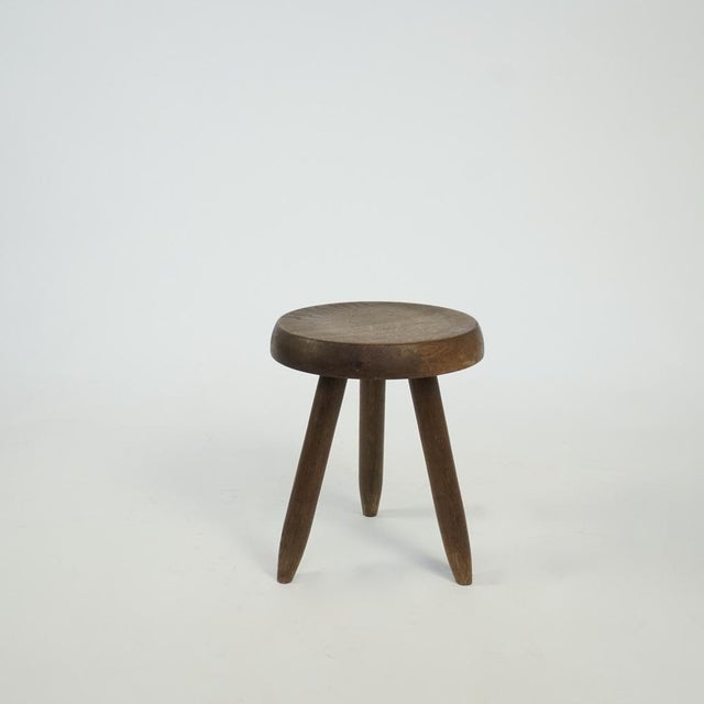 Brown High Berger Stool in Oak by Charlotte Perriand for Steph Simon, 1960s For Sale - Image 8 of 8