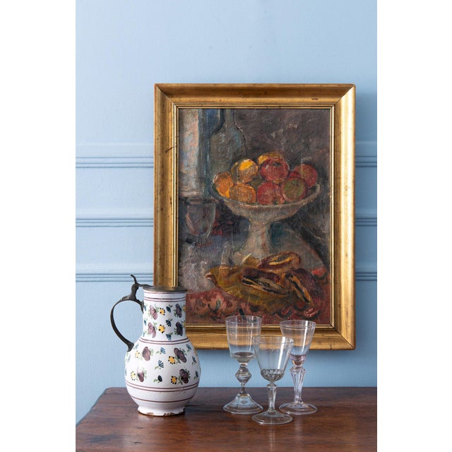 Pewter-Mounted Floral Jug from Brussels Faience, Late 18th Century For Sale - Image 10 of 11