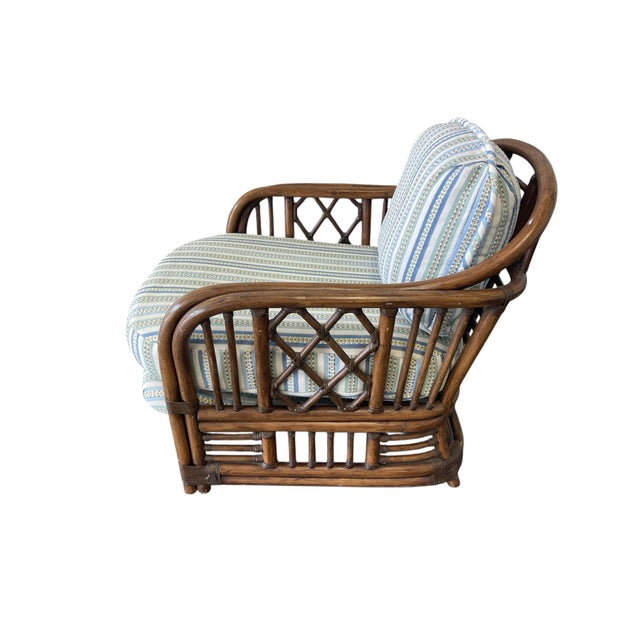 Late 20th Century Vintage Brighton Pavilion Style Rattan Lounge Chair, Coastal Organic Modern | Naples Style For Sale - Image 5 of 11