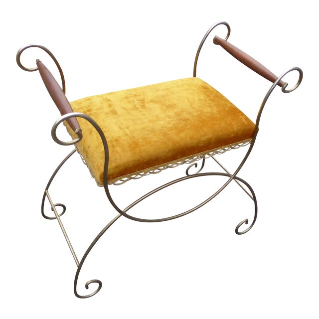 Vintage Hollywood Regency Gold Velvet Vanity Chair Chairish