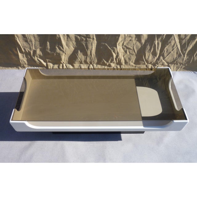 Space Age Coffee Table in Smoked Glass, 1970s For Sale - Image 4 of 7